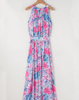 Adley Floral Sleeveless O Neck Knot Waist Maxi Dress