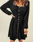 Julianna Button Up High Waist Long Sleeve Dress
