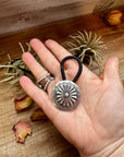 Sterling Silver Hair Tie – Stamped Concho Detail