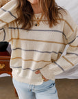 Eden Striped Ribbed Edge Drop Shoulder Sweater