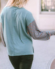 Stripe Colorblock Bishop Sleeve Top