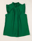 Emerald Pleated Sleeveless Top