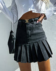 Pleated Denim Skirt