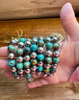 10 mm Sterling Silver Pearls bracelet and turquoise