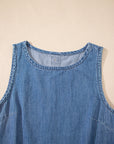 Denim Ruffle Hem Sleeveless Top