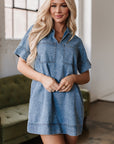 Makenzie Short Sleeve Collared Denim Dress
