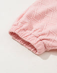Contrast Stripe Textured Short Sleeve Blouse