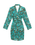 All Turquoise Women's Long Sleeve Belted Satin Feel Dressing Lounge Robe