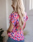Arlet Abstract Ruffled Sleeve V Neck Blouse
