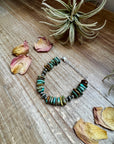 Green Turquoise Chip Bracelet with Sterling Silver Saucers & Chain