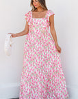 Angelica Floral Ruffled Strap Maxi Dress