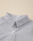 Stripe Smocked Long Sleeve Button-Up Shirt