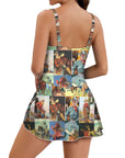 Vintage Cowboy Skirted Swimsuit