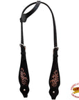 Hilason Western Horse Headstall Bridle American Leather Black Floral