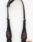 Hilason Western Horse Headstall Bridle American Leather Black Floral