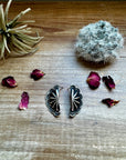 Big Half Cluster Sterling silver stud earrings