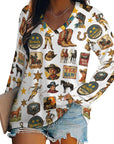 Baha Ranch Long Sleeve Vintage Cowboy Collage Top