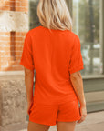 Solid Textured T-Shirt and Shorts Set
