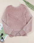 Stripe Ribbed Knit Boat Neck Sweater