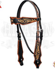 HILASON Western Horse Floral Fringes Headstall Breast Collar Set Genuine Leather Black
