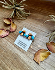 Stud Earrings – Orange Spiny & Turquoise (Stamped Marcella James)