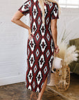 Western Aztec T-Shirt Maxi Dress