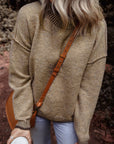 River Contrast Trim Mock Neck Sweater