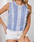Stripe Lace Patchwork Tank Top