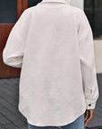 Solid Textured Flap Pocket Shacket