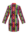 Neon Aztec Women's Long Sleeve Belted Satin Feel Dressing Lounge Robe