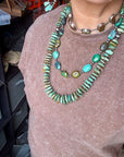 28.5-Inch Faceted Freeform Turquoise Necklace with Sterling Accents – Handmade Statement Piece