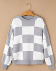 Checker Bishop Sleeve Sweater