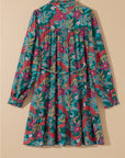 Maria Floral V Neck Puff Sleeve Dress