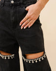Cut Out Rhinestone Jeans -clearance