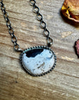 Round Bar Necklace - White Buffalo & Sterling Silver
