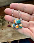 Cluster Necklace Spiny Turquoise & Sterling Silver