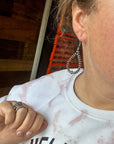Smaller Sterling SAUCER Silver Pearls earrings teardrop and green turquoise