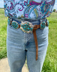 Turquoise Concho Belt – Sterling Silver – Native Made DM – One of a Kind