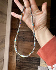 18 Inch 5 mm sterling silver pearls necklace with RARE Lapis mix with spiny & turquoise rondelle beads