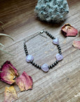 Valentine Bracelet - 4 mm sterling silver pearls and Rose Quartz heart
