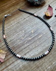 4 mm Sterling Silver Pearls choker with pink conch