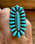 Cluster Ring - size 6 - kingman turquoise and sterling silver