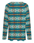 Baha Ranch Teal Aztec Long Sleeve Top