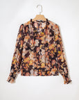 Floral V-Neck Long Puff Sleeve Blouse