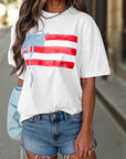 Flag Bow Crewneck Graphic Tee