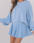 Corded Top and Ruffle Mini Skirt Set