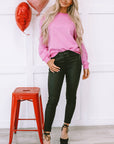 Lilah Pearl Detail Ribbed Crew Neck Sweatshirt