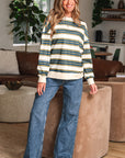 Stripe Crewneck Drop Shoulder Sweatshirt