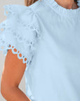 Jessie Layered Ric Rac Cap Sleeve Filled Neck Blouse