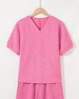 Textured T-Shirt and Shorts Set